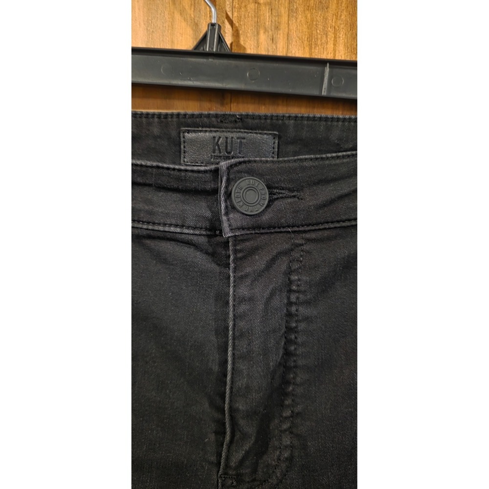Kut From The Kloth Cropped Jeans Womens 14 Black Dark Wash Denim 5 Pocket Design - Picture 3 of 5